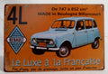 PLAQUE PUBLICITAIRE METAL 4L RENAULT/BOULOGNE BILLANCOURT
