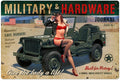 PLAQUE METAL JEEP WILLYS PIN-UP WW2