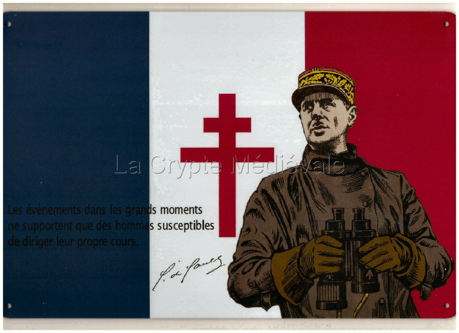 PLAQUE METAL CHARLES DE GAULLE/ FRANCE LIBRE