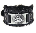 BRACELET VIKING VALKNUT RUNES METAL ET CUIR 2