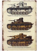 PLAQUE METAL 3 CHARS DE COMBAT PANZER DIVISION WW2