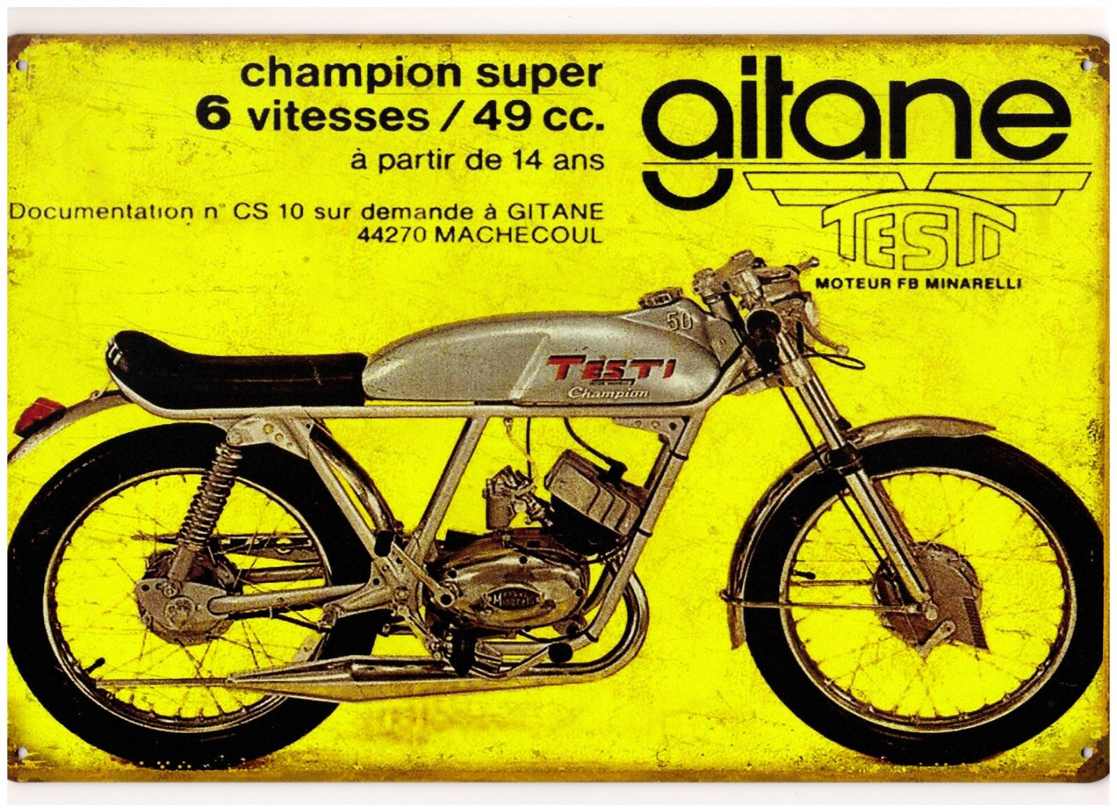 PLAQUE PUBLICITAIRE METAL GITANE TESTI MINARELLI
