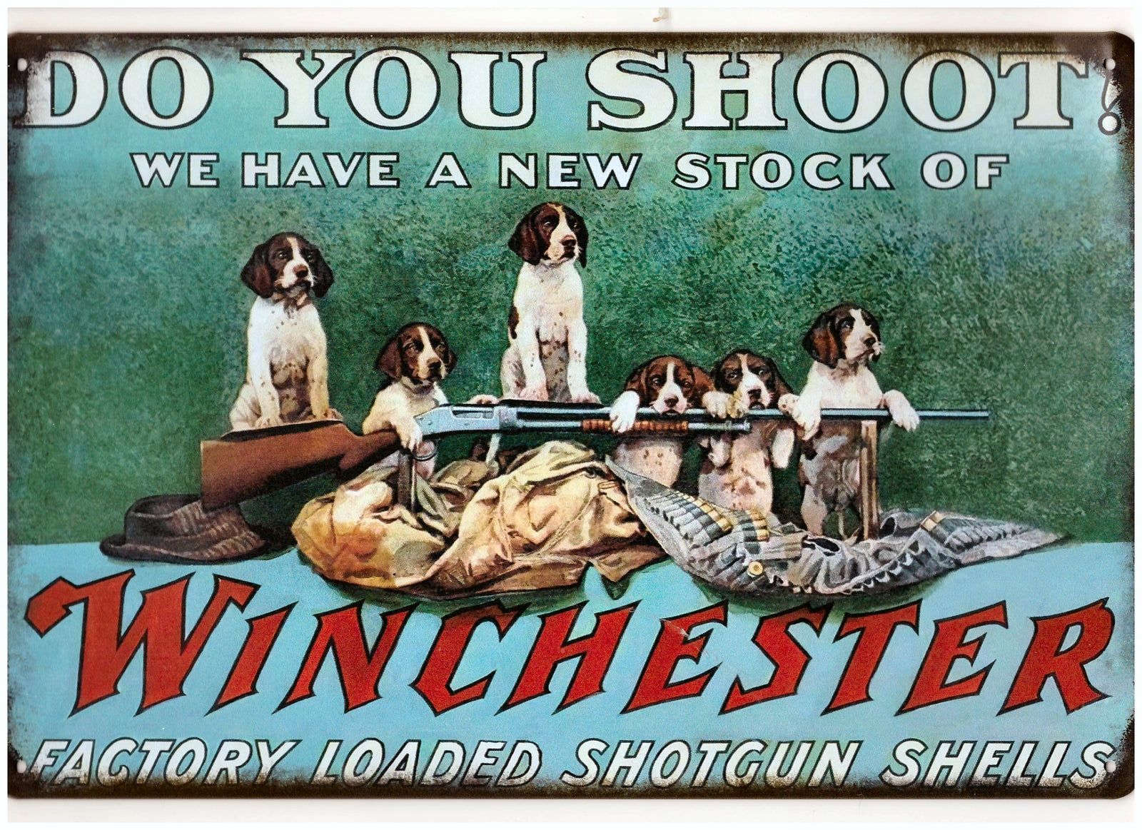 PLAQUE METAL WINCHESTER/CHIENS DE CHASSE