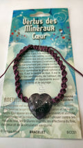 BRACELET AMETHYSTE/COEUR MINERAL SAGESSE ET EQUILIBRE