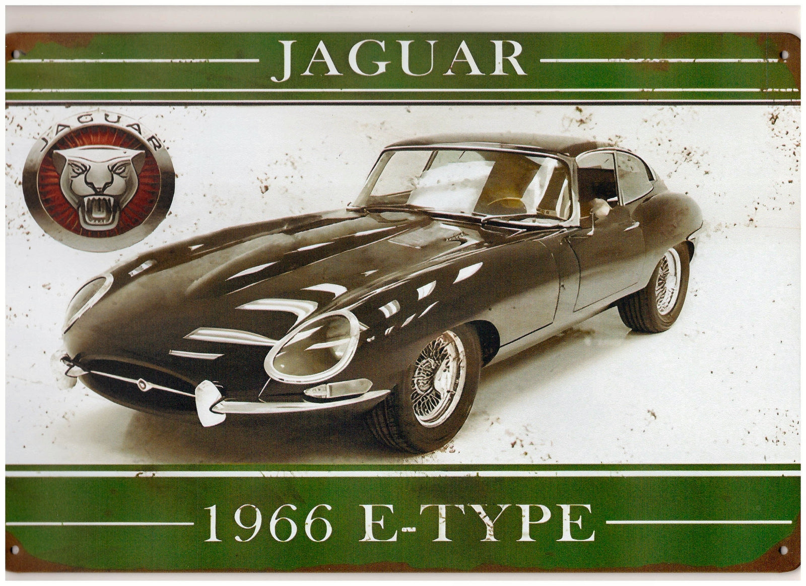 PLAQUE PUBLICITAIRE METAL JAGUAR TYPE E 1966