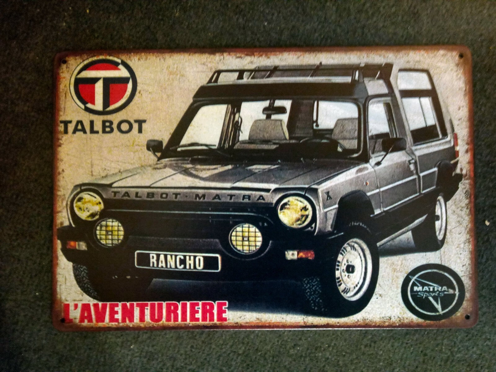 PLAQUE PUBLICITAIRE METAL TALBOT RANCHO/MATRA SIMCA
