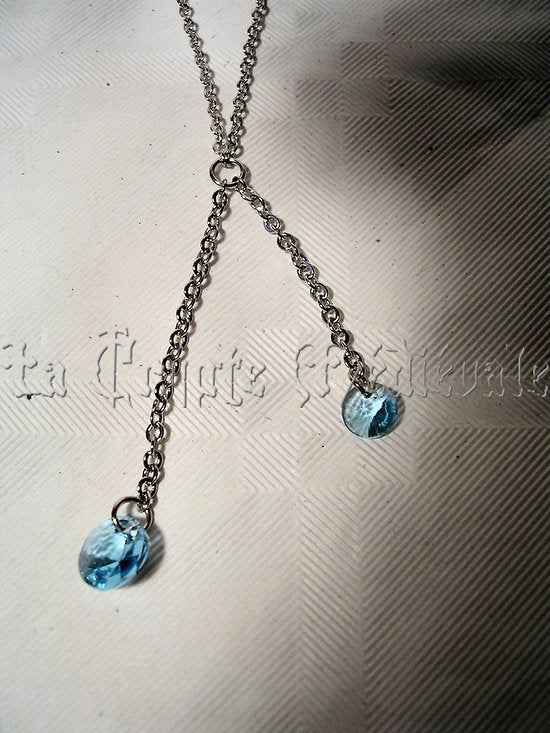 Pendentif double cristal Swarovski/Bleu