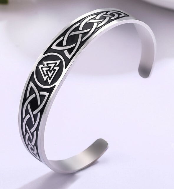 BRACELET ACIER VIKING VALKNUT RUNES