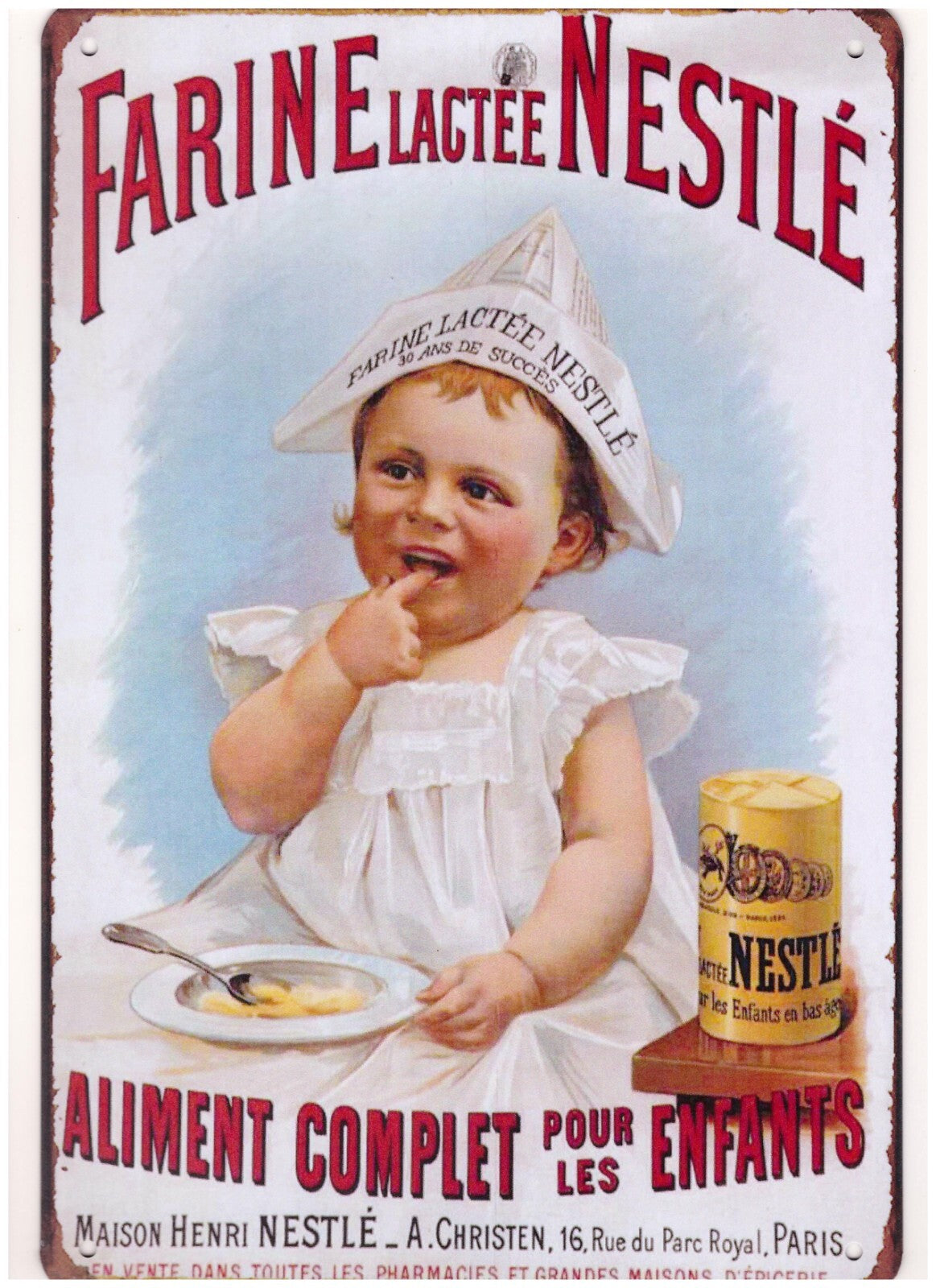 PLAQUE METAL BEBE FARINE NESTLE