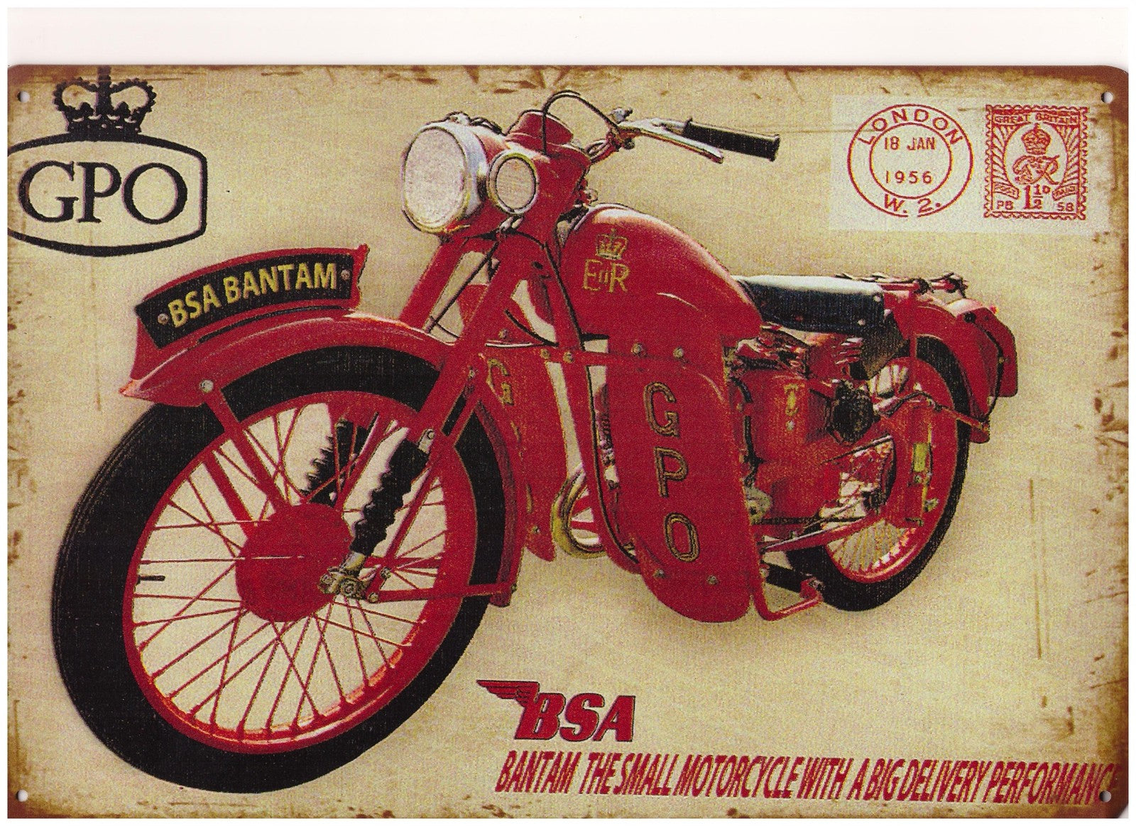 PLAQUE PUBLICITAIRE MOTO BSA BANTAM GPO