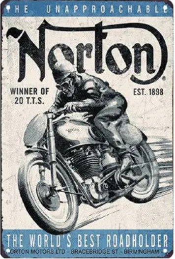 PLAQUE PUBLICITAIRE MOTO NORTON BIRMINGHAM