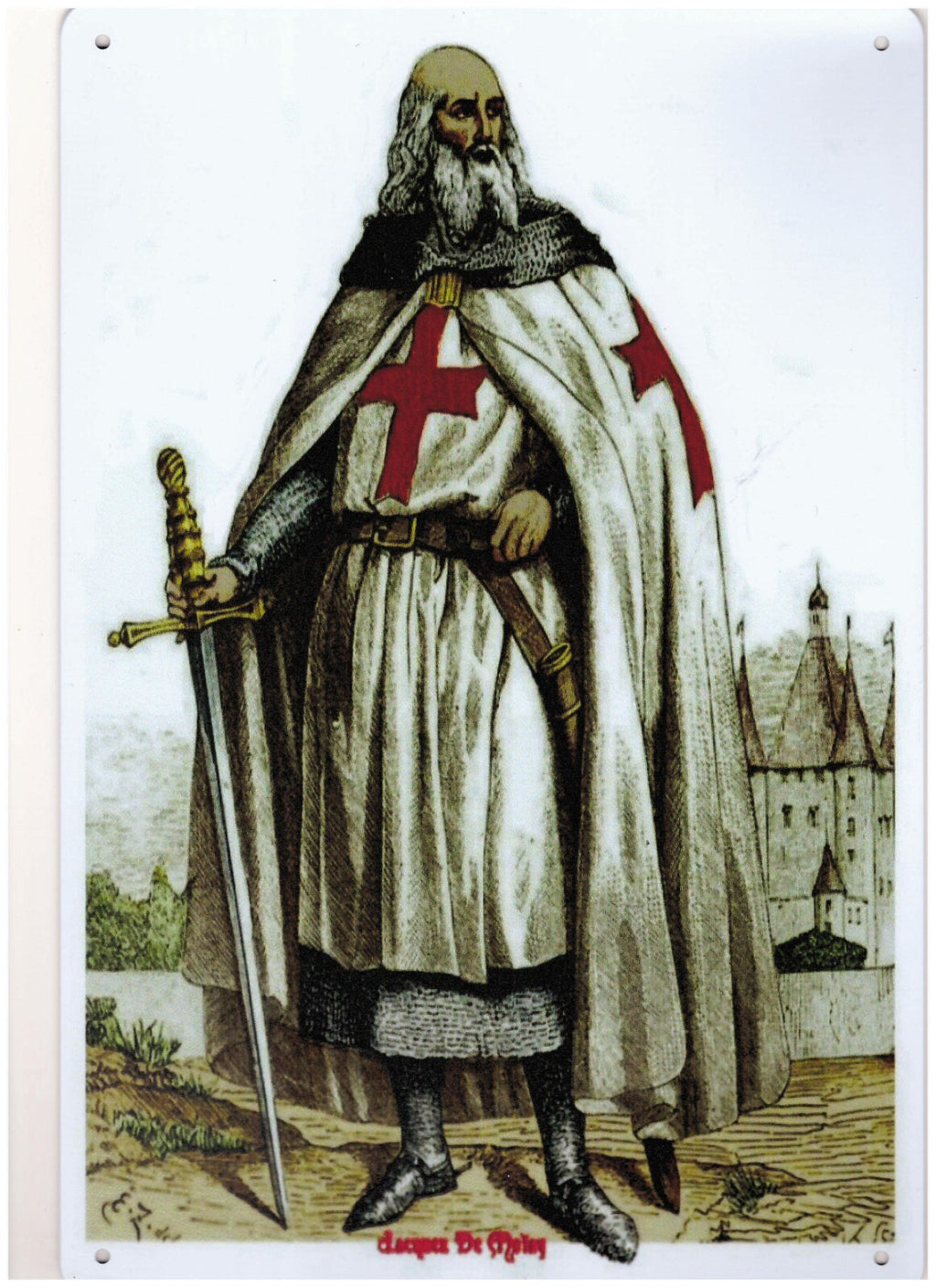 PLAQUE METAL GRAND MAITRE TEMPLIER JACQUES DE MOLAY