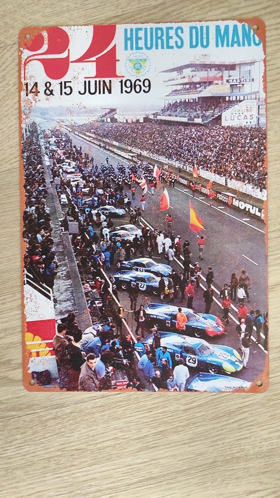 PLAQUE PUBLICITAIRE METAL 24 HEURES DU MANS 1969