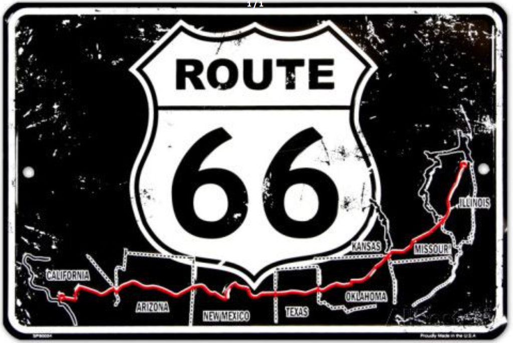 PLAQUE METAL ROUTE 66/USA