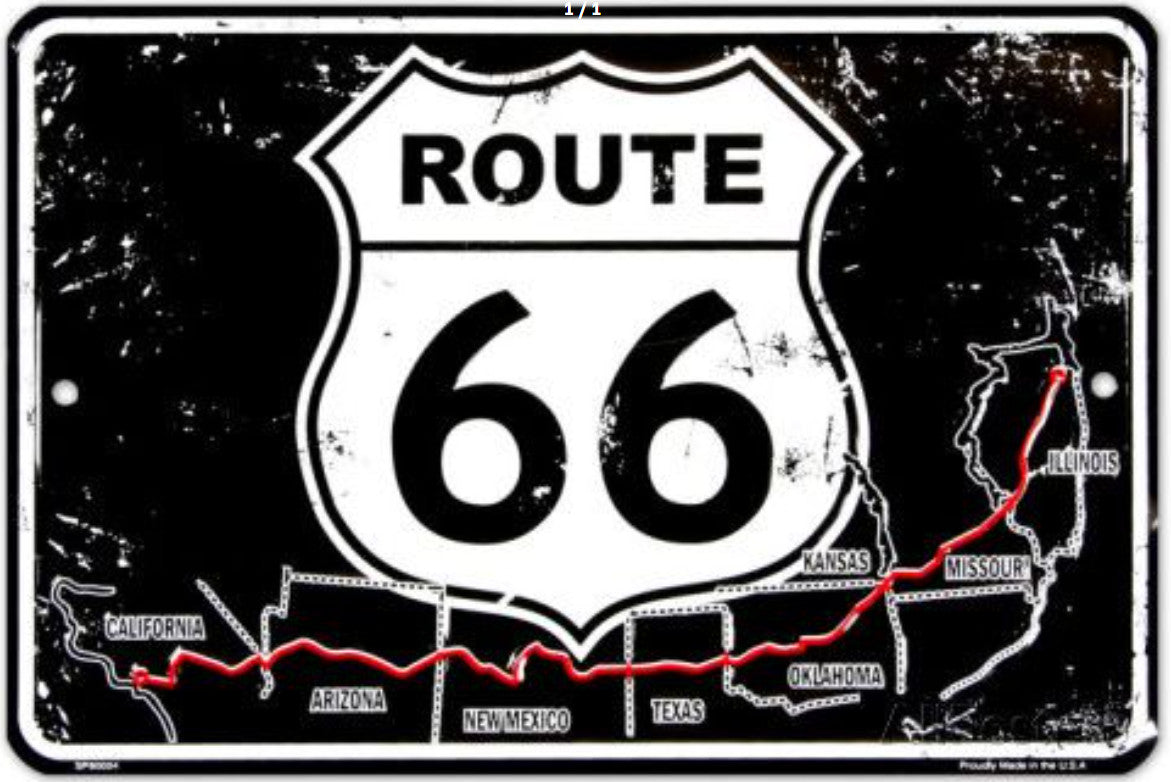 PLAQUE METAL ROUTE 66/USA