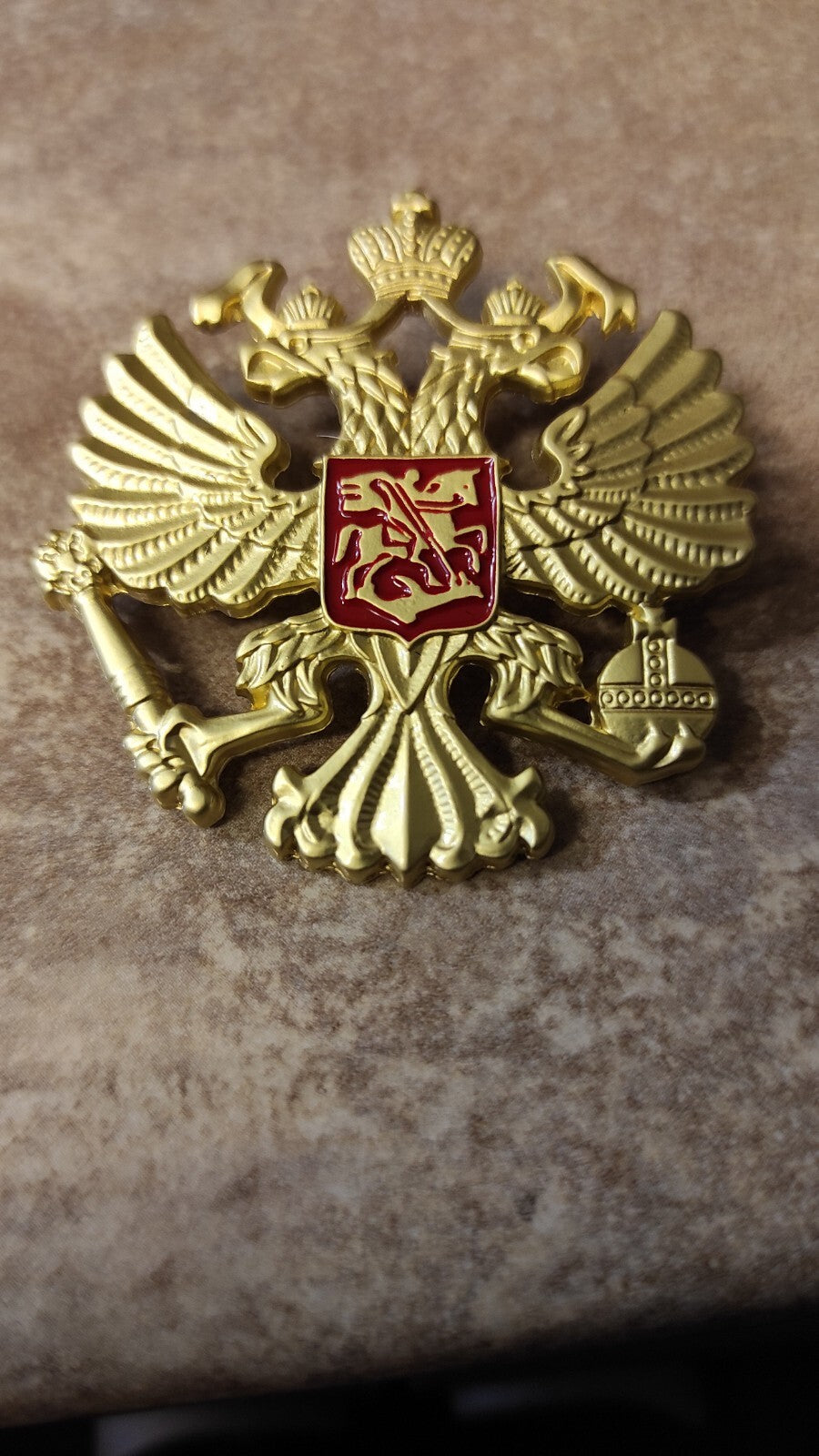 BROCHE AIGLE SOLAIRE BICEPHALE/SAINT-GEORGES