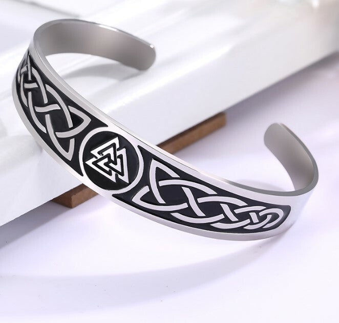 BRACELET ACIER VIKING VALKNUT RUNES