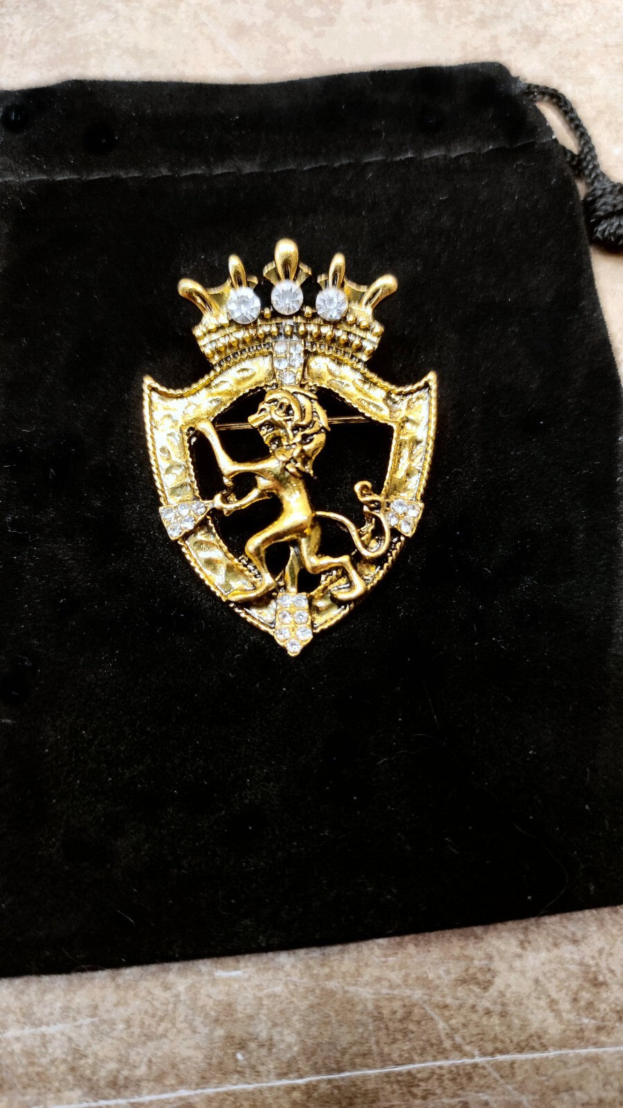 BROCHE GRAND COLLEGE COURONNE ET LION