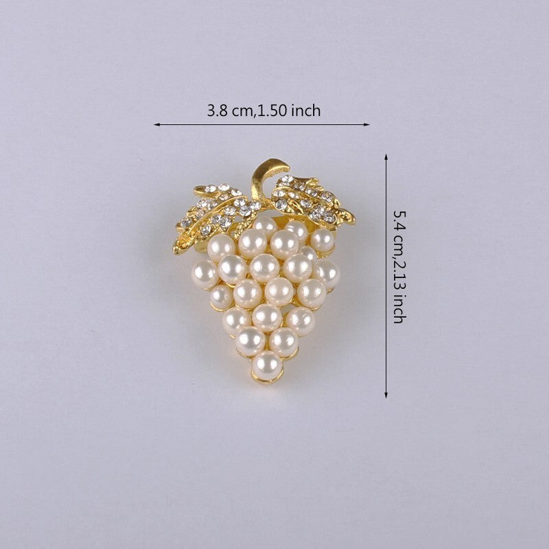BROCHE GRAPPE DE RAISINS PERLES ET ZIRCONIA