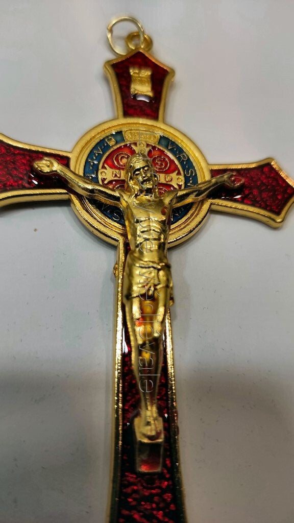 GRANDE CROIX CRUCIFIX JESUS ET SAINT BENOIT