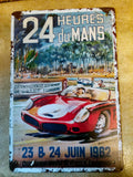 PLAQUE PUBLICITAIRE METAL 24 HEURES DU MANS 1962