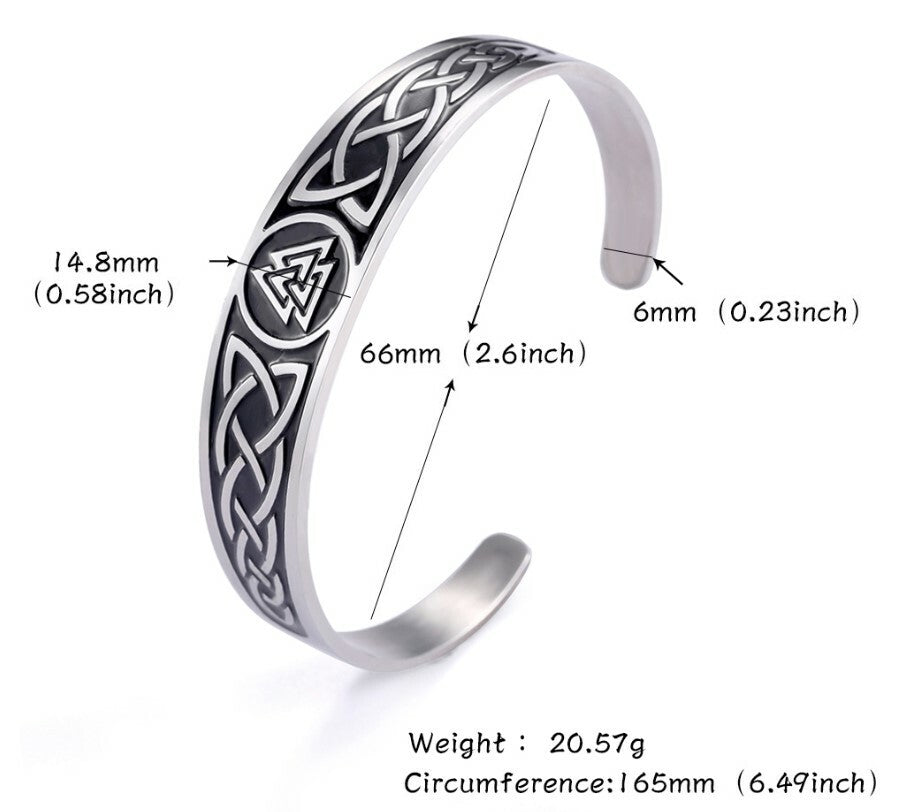 BRACELET ACIER VIKING VALKNUT RUNES