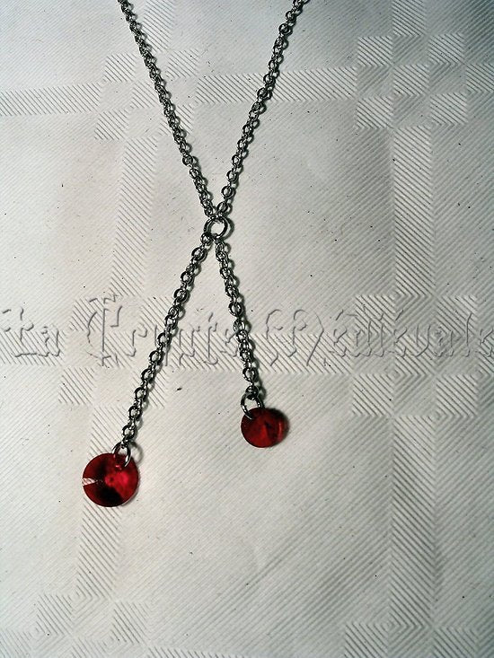 Pendentif double cristal Swarovski/Rouge