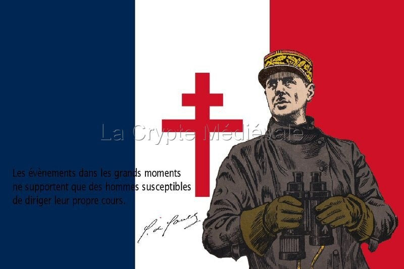 Drapeau CHARLES DE GAULLE/FRANCE LIBRE 90X60CM