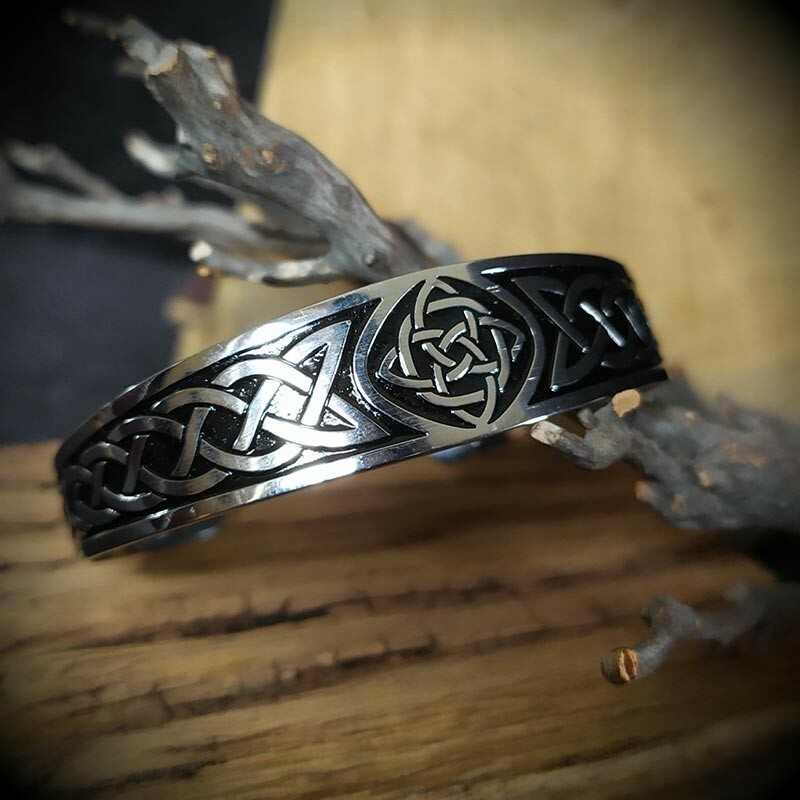 BRACELET ACIER NOEUD CELTIQUE/ENTRELACS VIKING