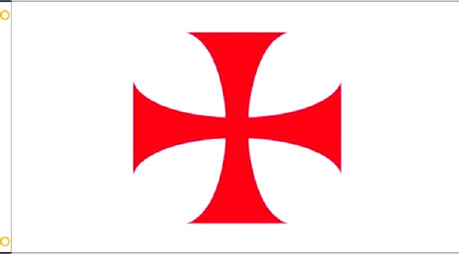 Drapeau TEMPLIER/Croix Pattée/150cmsur 90cm/MEDIEVAL