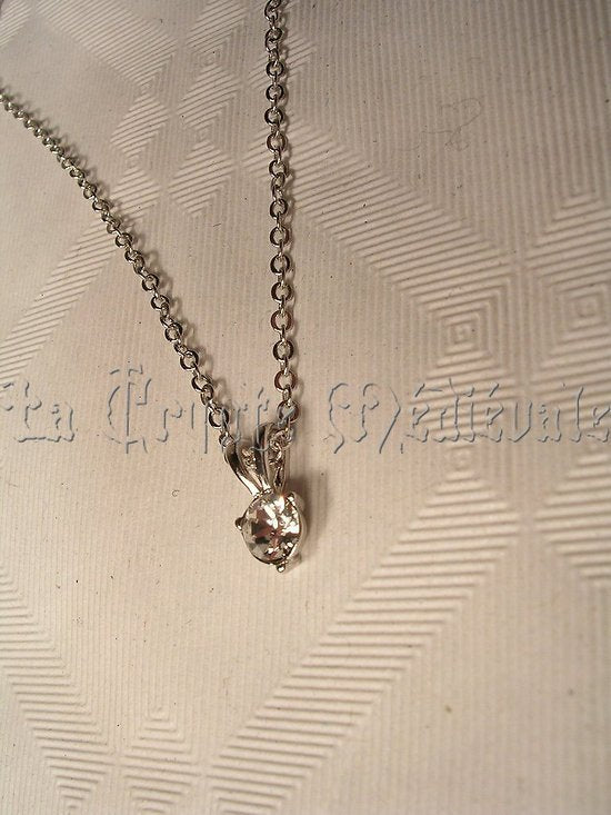 Pendentif solitaire cristal Swarovski/Blanc