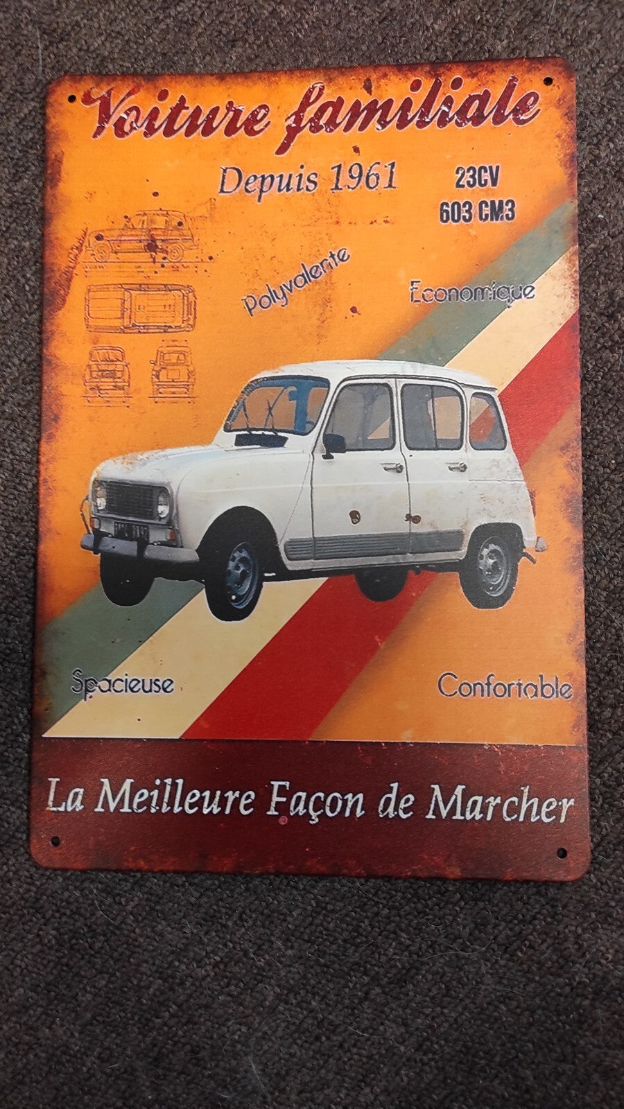 PLAQUE PUBLICITAIRE METAL 4L RENAULT