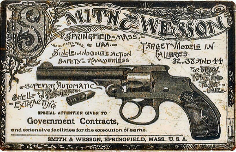 PLAQUE METAL SMITH ET WESSON GUN