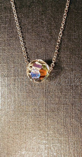 collier sphère cristal Swarovski/Blanc